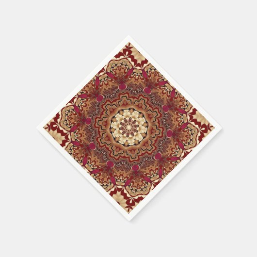 Rode Gouden Bloemen Vakantie Servet (Hoek)