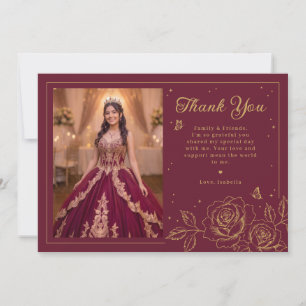 Rode & Gouden Bloemige Quinceañera