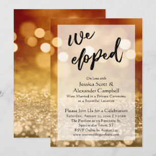 Rode Gouden Bokeh Glitter We Eloped, Viering Kaart