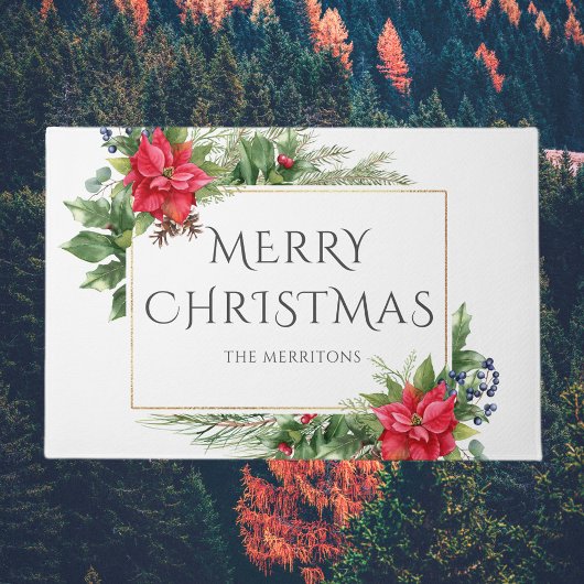 Rode Gouden Botanische Waterverf Kerstvakantie Deurmat