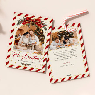 Rode Gouden Candy Cane Streep Foli Kerstkaart Folie Feestdagenkaart