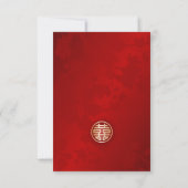 Rode Gouden Chinese Bruiloft Bedankkaart (Achterkant)