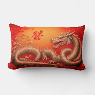 Rode Gouden Chinese Draak Sierkussen Kussen