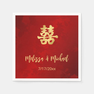 Rode Gouden Chinese Huwelijksdouane Servet