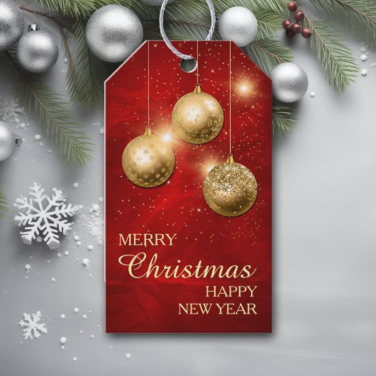 Rode gouden Confetti kerstpannen Cadeaulabel