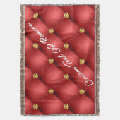 Rode Gouden Diamant Tufted Gooi Deken Aangepaste T (Voorkant Verticaal)