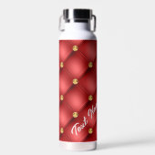 Rode Gouden Diamant Tufted Water Bottle Custom Tex Waterfles (Voorkant)