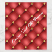 Rode Gouden Diamanten Gepluimde Wijnlabel met Eige Wijn Etiket (Enkel label)