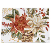 Rode Gouden Glitter Kerstbloem Groot Cadeauzakje (Voorkant)