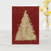 Rode Gouden Glitter Sparkle Kerstboom Kaart (Gele Bloem)