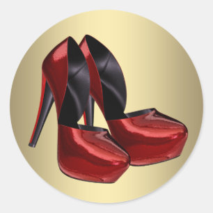 Rode Gouden Hoge Hak Schoen Stickers