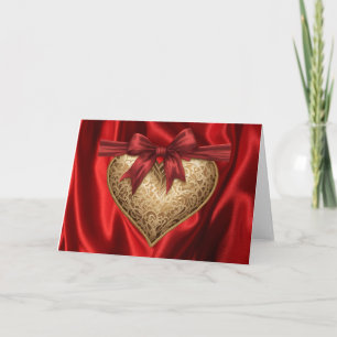 Rode Gouden Kant Hart Valentijnsdag Hart Kaart