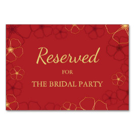 Rode Gouden Kersenbloesem Gereserveerd Tafelteken Kaart