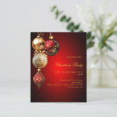 Rode gouden kerstbal QR-code Kerstfeest uitnodigin (Staand voorkant)