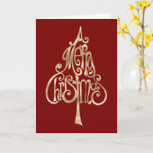 Rode gouden kerstboom kaart (Gele Bloem)