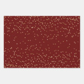 Rode gouden kerstboomstrips inpakpapier vel (Voorkant 3)