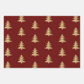 Rode gouden kerstboomstrips inpakpapier vel (Voorkant)