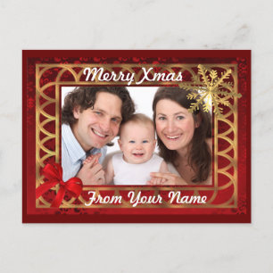 Rode & gouden Kerstmis fotokaart Feestdagenkaart