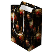 Rode gouden kerstsierplanten medium cadeauzakje (Achterkant Gekanteld)