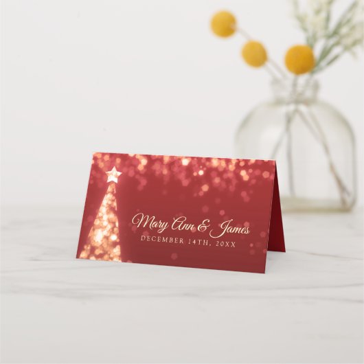 Rode gouden kerstverlichting bruiloft (Achterkant)