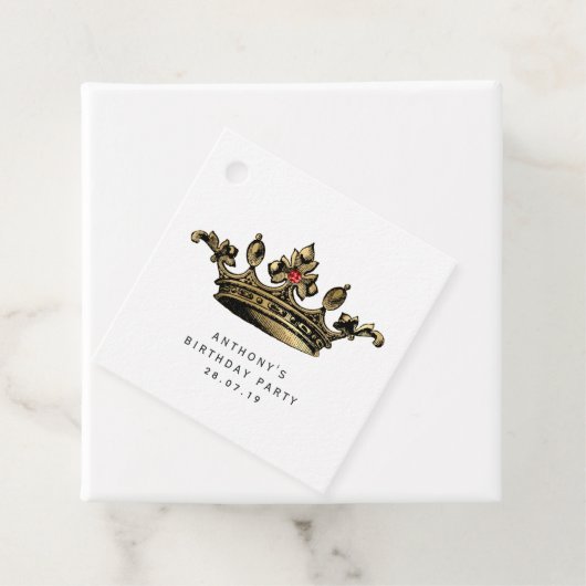 Rode gouden  kroon met Ruby Gemstone Bedankjes Labels (In situ)