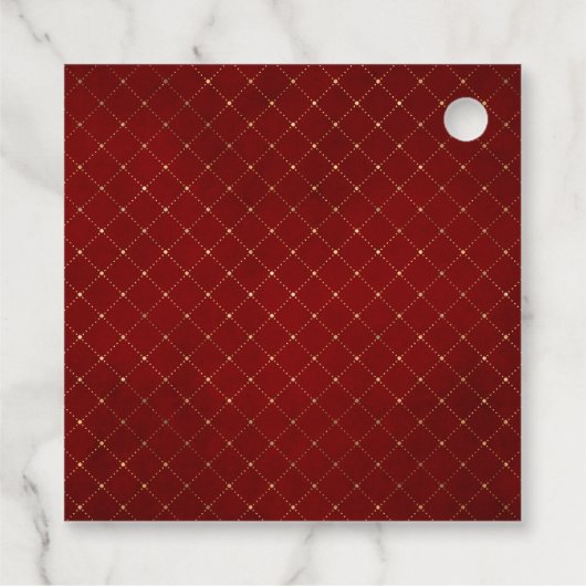 Rode gouden  kroon met Ruby Gemstone Bedankjes Labels (Achterkant)