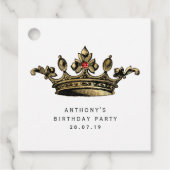 Rode gouden  kroon met Ruby Gemstone Bedankjes Labels (Voorkant)