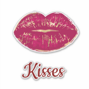 Rode gouden lippen flirterige kus sticker