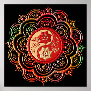 Rode & Gouden Mandala Poster