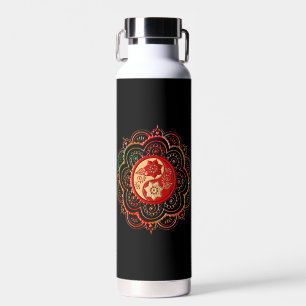 Rode & Gouden Mandala-waterfles Waterfles