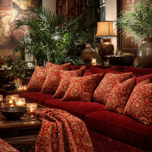 Rode & Gouden Paisley Worpdeken - Interieur Decora Deken
