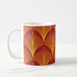 Rode gouden pauw: art deco. koffiemok