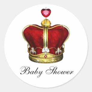 Rode Gouden Prins Baby Shower Stickers