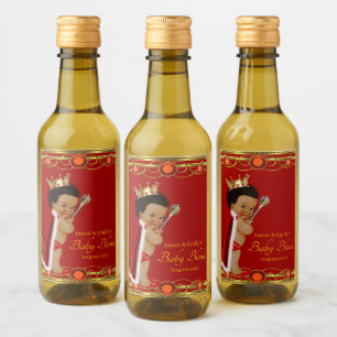 Rode Gouden Prins Mini Wijnfles Labels Wijn Etiket