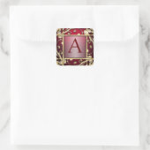 Rode gouden rails monogram envelop vierkante sticker (Tas)
