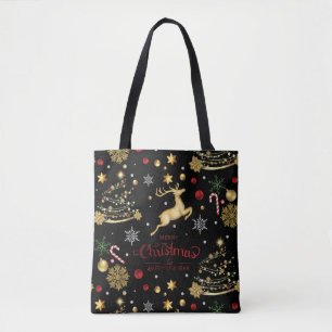 Rode Gouden Rendier Kerstboom Draagtas