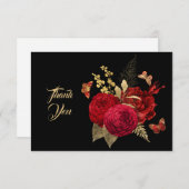  rode gouden Roos vlinder Hartelijk dank Bedankkaart (Voorkant / Achterkant)