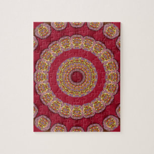 Rode gouden rosetten Mandala Legpuzzel