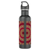 Rode gouden rosetten Mandala Waterfles (Achterkant)