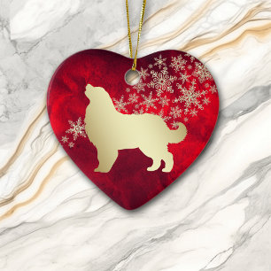 Rode Gouden Sneeuwvlok Berner Sennenhond Keramisch Ornament