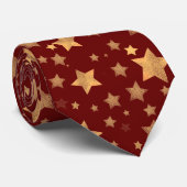 Rode Gouden Sterpatroon Heldere Moderne Kerstmis Stropdas (Opgerold)