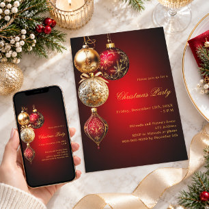 Rode gouden versieringen Kerstfeest Kaart