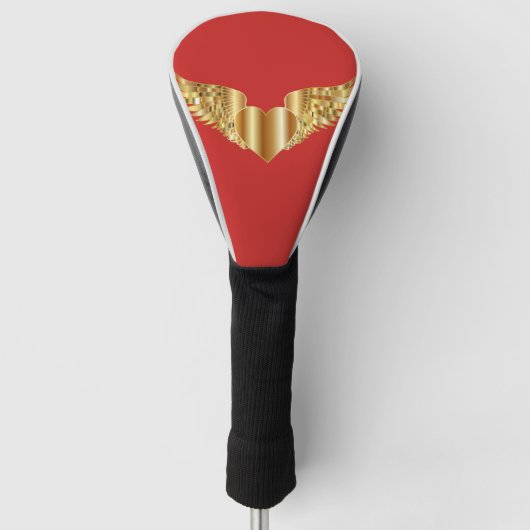 Rode gouden vleugels golfheadcover (Voorkant)