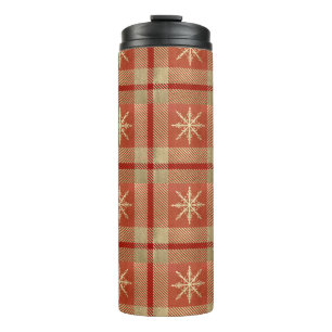 RODE & GOUDEN WINTER SNEEUWVLOK PLAID PATRONEN THERMOSBEKER