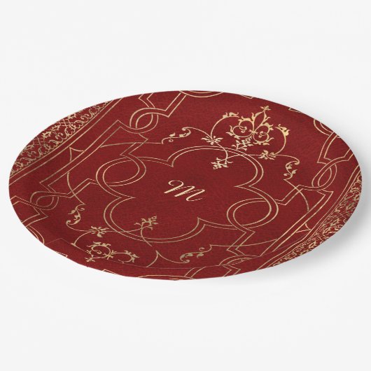 Rode goudgoud  goud papieren bordje (Gekanteld)