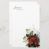 Rode goudmakreel  Waterverf Briefpapier (Voorkant / Achterkant)