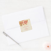 rode goudpapaverbloemen bruiloft vierkante sticker (Envelop)