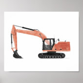 Rode graafmachine bouw kinderkamer decor poster (Voorkant)