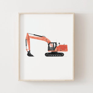 Rode graafmachine bouw kinderkamer decor poster
