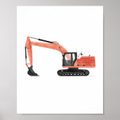 Rode graafmachine bouw kinderkamer decor poster (Voorkant)